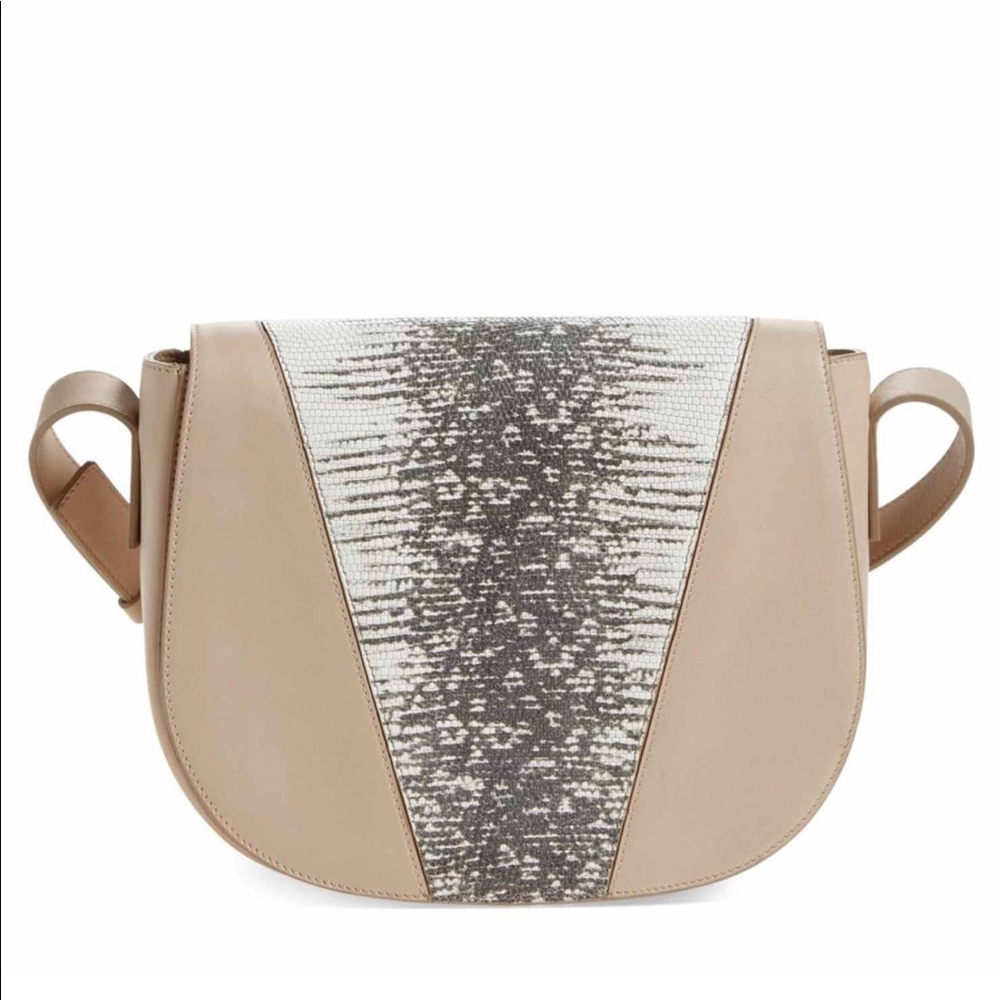 VINCE Modern V Lizard Embossed Leather Crossbody